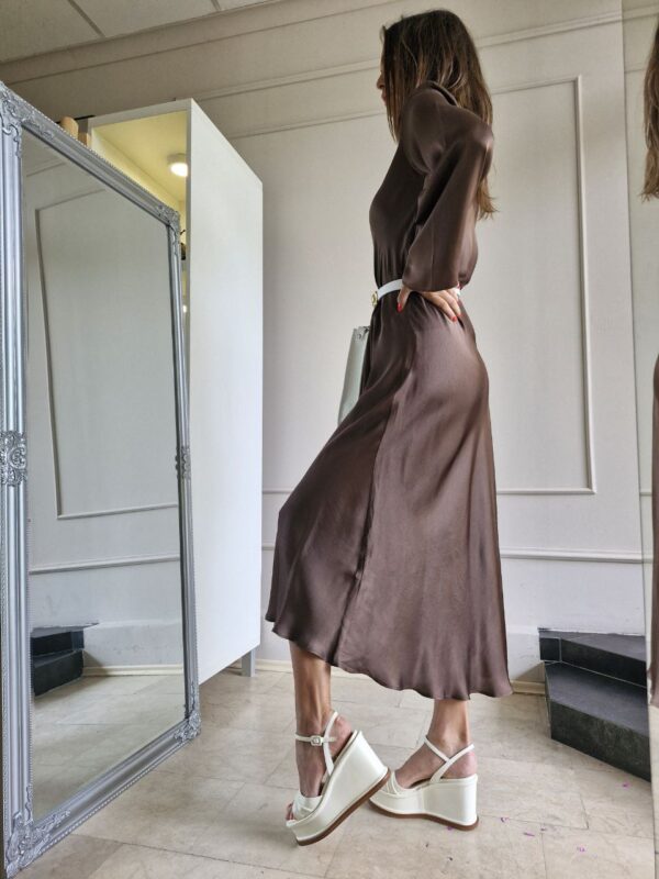 Brown shiny motel dress