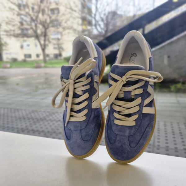 Blue leather Capri sneakers - Image 4