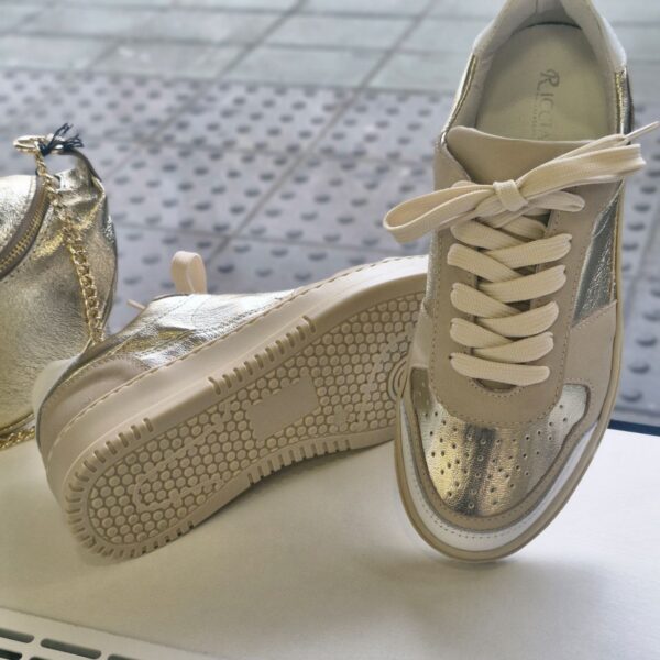 Golden leather sneakers - Image 5