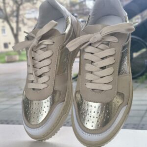 Golden leather sneakers