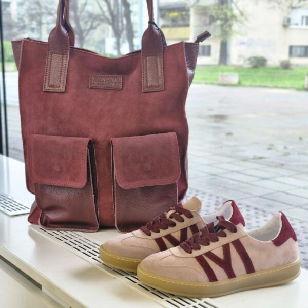 Pink leather sneakers Capri - Image 6